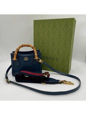 Gucci Bamboo Diana Leather 2-Way Navy Shoulder Bag